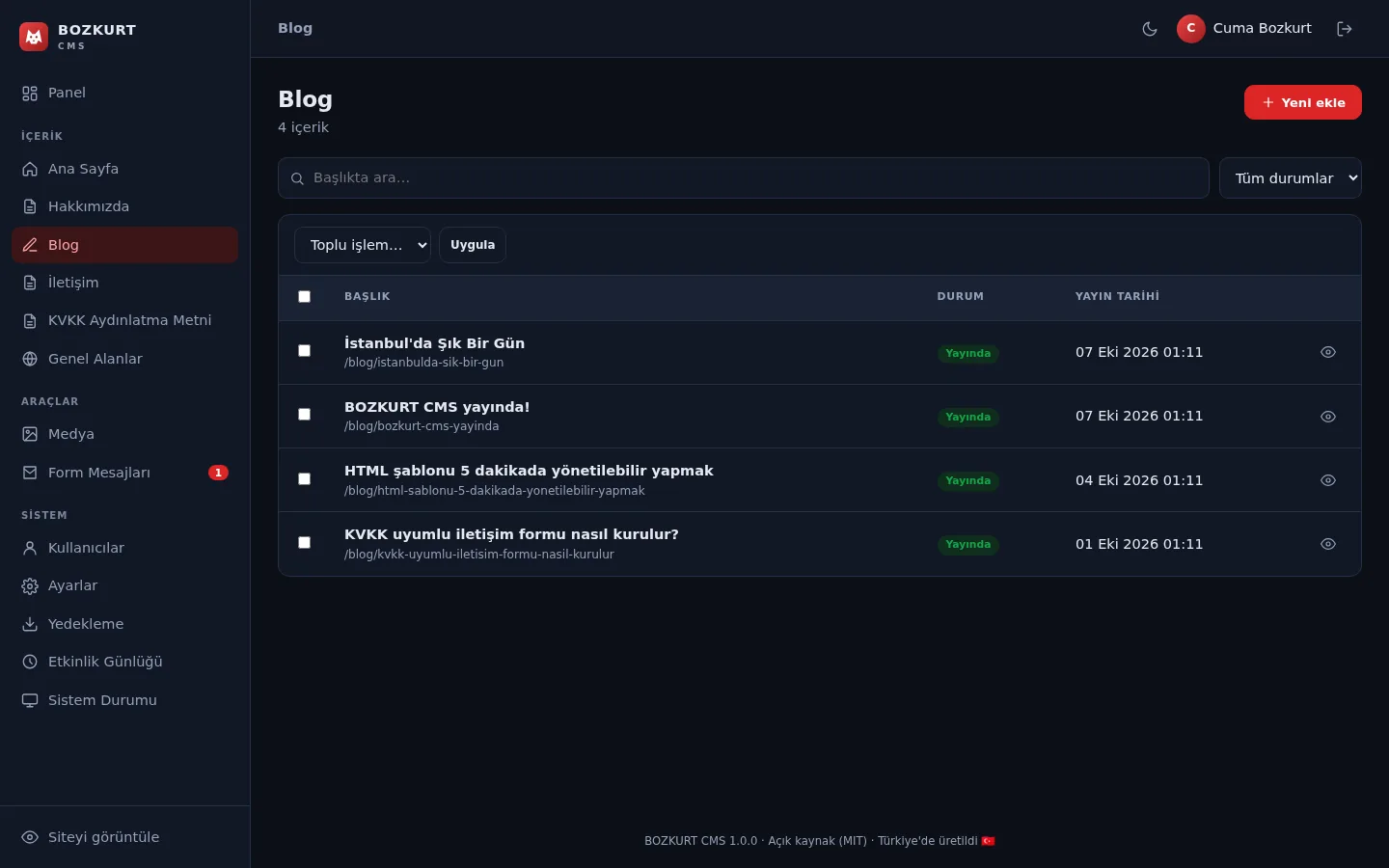 Koyu panel teması